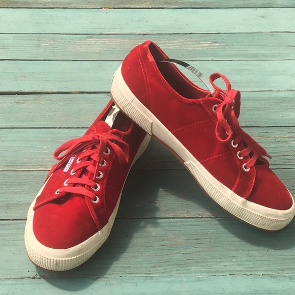 superga red velvet sneakers